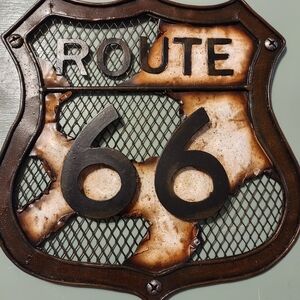 Metal art route 66 sign